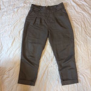 Anthropologie cropped paper bag waist trousers